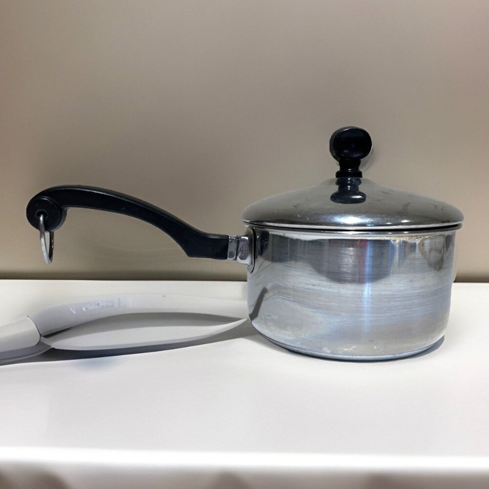 Vintage Farberware 1 Quart Saucepan With Lid Stainless Steel Aluminum Clad